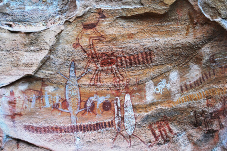Pintura rupestre no Parque Nacional Serra da Capivara